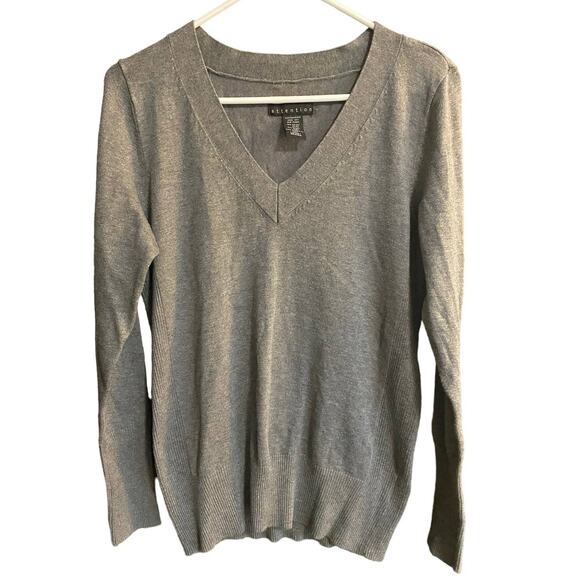Attention Womens Gray V Neck Sweater Large Rayon Nylon - Picture 1 of 6